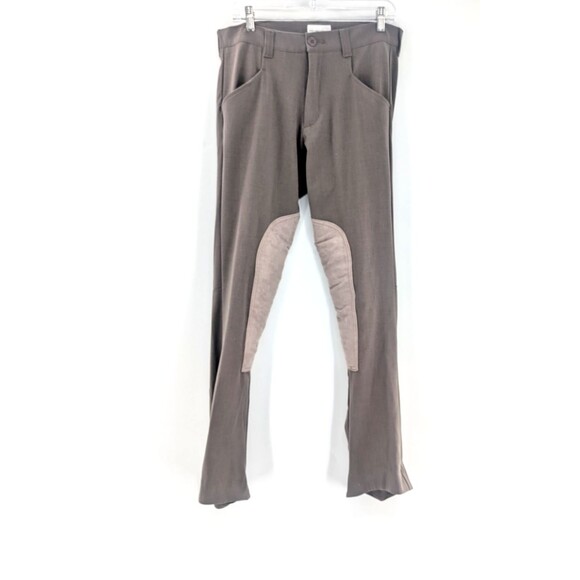 American Jods Jodhper Khaki Breecher Equestrian Pants Leather Patches USA Sz 32 - Picture 2 of 13